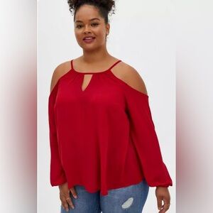 Torrid Red Cold Shoulder Top